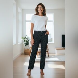 Chaps Black White Polka Dot Pants Women’s Size 4 Cotton Stretch Slim Fit